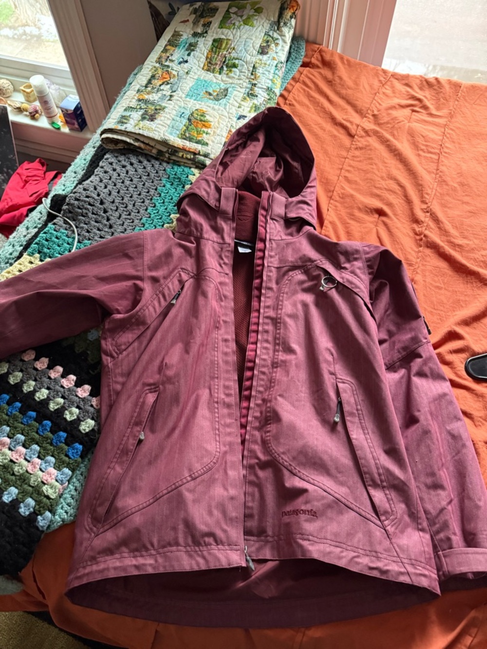 Patagonia Deep Red Lightweight Hooded Jacket